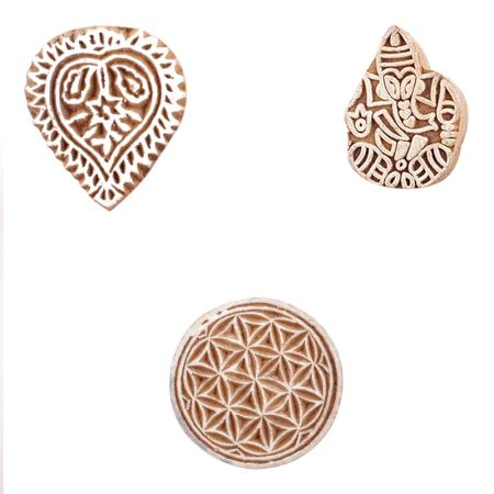 Set of 3 Piece New Mix Wooden Printing Block